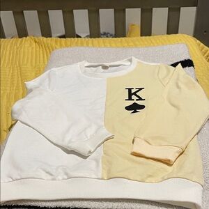 SHEIN Kids Two-Tone White and Cream Sweatshirt